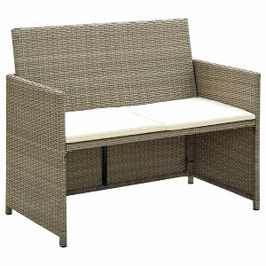 vidaXL Outdoor 2-Seater Patio Sofa with Cushions, Beige Poly Rattan, Weather-Resistant, Comfortable and Durable, Ideal for Garden/Patio/Deck - 1 of 4