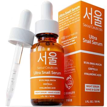 Seoul Ceuticals Korean Skin Care Snail Mucin Serum - Korean Beauty Skincare Night Serum Hyaluronic Acid for Face - Contains 97.5% K Beauty Snail, 1oz