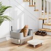 PawHut Stainless Steel Litter Box with High Sides, Extra Large Metal Cat Litter Box with Scoop, Pedal, Gray - 2 of 4