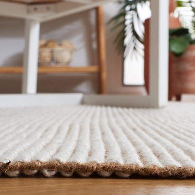 Ivory and Natural Hand-Woven Wool and Jute Area Rug