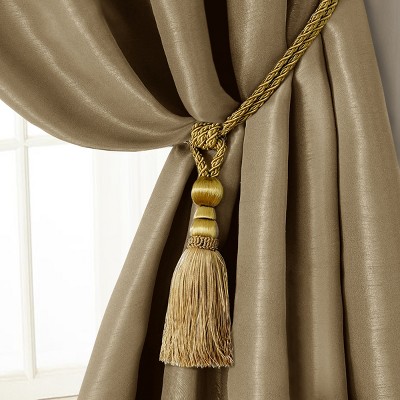 2 Pack Decorative Rope Fringe Tassel Window Curtain Holdback Tie Back Lt Gold 