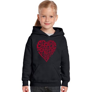 LA Pop Art Girl's Word Art Hooded Sweatshirt - Crazy Little Thing Called Love - 1 of 4