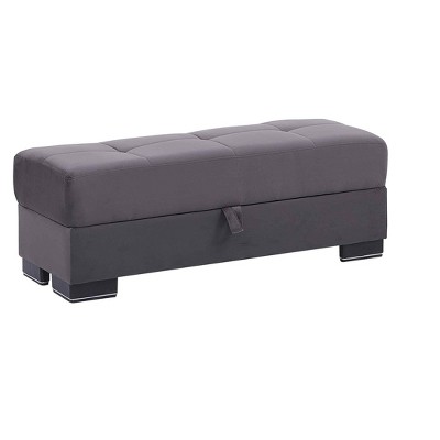 HomeRoots 50" Gray and Brown Microfiber Storage Ottoman
