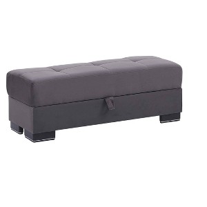 HomeRoots 50" Gray and Brown Microfiber Storage Ottoman - 1 of 4