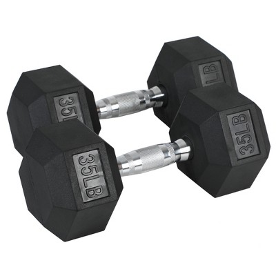 HolaHatha Iron Hexagonal Cast Exercise Dumbbell Free Weight with Contoured Textured Grip for Home Gym Exercise and Strength Training, 45 Pounds