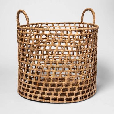 Image of Large Woven Open Water Hyacinth Floor Basket - Threshold™