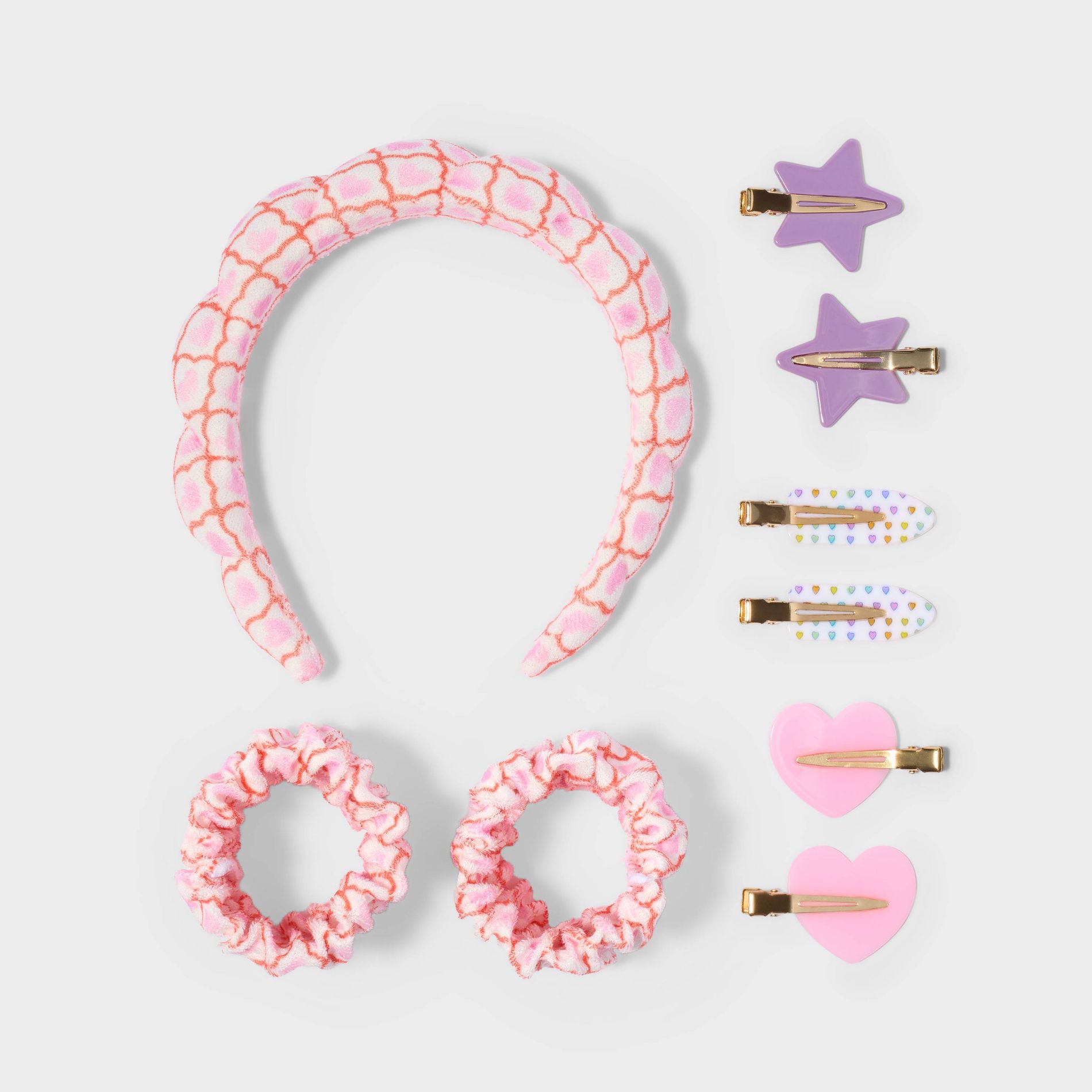 Adult Geo Hearts Headband/Wristbands/Clips Set Pink - Roller Rabbit x Target