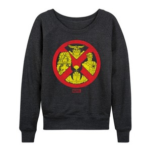 Women's - Marvel - X-Men Logo Characters Lightweight French Terry Wide Neck Long Sleeve Shirt - 1 of 4