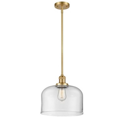 Bell - 1 Light Stem Hung Mini Pendant In Industrial Style-13 Inches Tall and 12 Inches Wide
