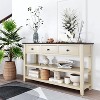 Console Table, Mid-Century Modern, Wood Legs, 3 Drawers & 2 Tier Open Shelf, for Entryway,, Hallway, Living Room - 2 of 4