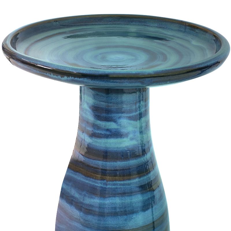Sunnydaze Outdoor Weather-Resistant Garden Patio High-Fired Smooth Ceramic Hand-Painted Duo Tone Bird Bath, 5 of 12