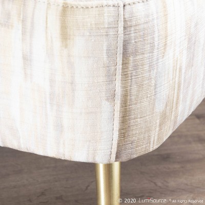 Contemporary Light Brown Slipper Chair with Gold Metal Legs