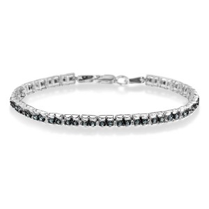 Haus of Brilliance Black Rhodium over Silver 1.0 Cttw Diamond Double-Link Tennis Bracelet - 1 of 4
