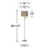 360 Lighting Modern Floor Lamp Swing Arm 60.5" Tall Brushed Nickel Natural Linen Drum Shade for Living Room Reading Bedroom Office - 4 of 4