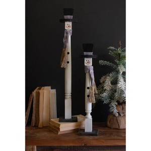 Standing Snowman 26" & 20.25"H, Turned Wood Multi-Color Matte Christmas Decor (Set of 2) By Kalalou - 1 of 3