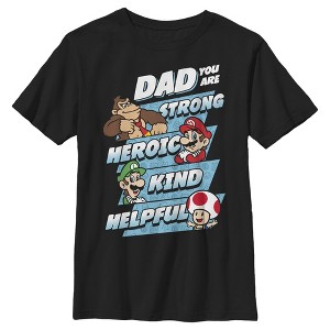 Boy's Nintendo Super Mario Dad You are Strong Heroic Kind Helpful T-Shirt - 1 of 4