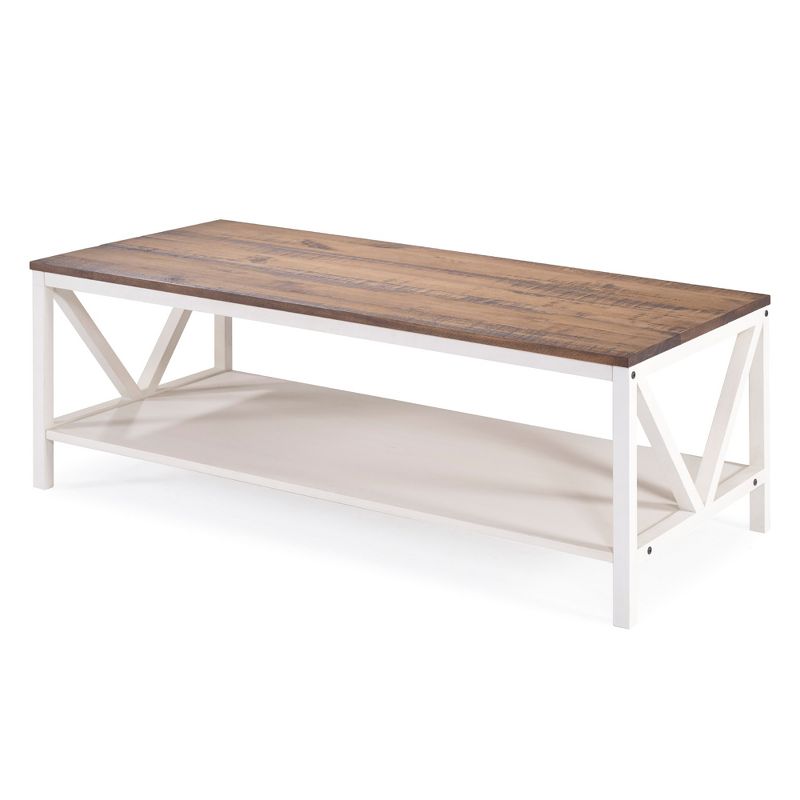 48" Two-Tone Distressed Wood Transitional Coffee Table - Saracina Home, 6 of 22