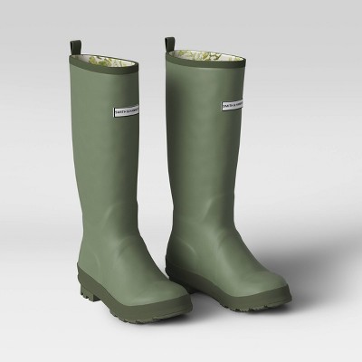 womens green rubber boots