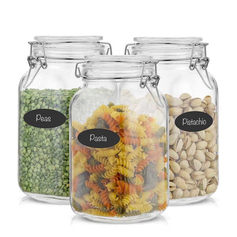 JoyJolt Airtight Glass Jars Storage Cannister with Silicone Seal Lids - Set of 3 - 50 oz., 1 of 7