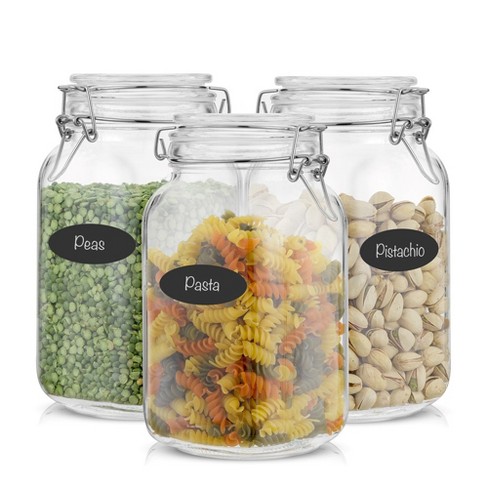 Joyjolt Airtight Glass Jars Storage Cannister With Silicone Seal Lids - Set  Of 3 - 50 Oz. : Target