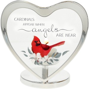 Pavilion Gift Company - Cardinals Angels - 4.75" Tea Light Heart Candle Holder In Memory Memorial Bereavement Loss Of Loved One Grief Funeral - 1 of 4