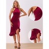 Allegra K Women's Velvet Halter Neck Sleeveless Ruffle High Low Hem Cocktail Dress - 2 of 4