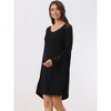 cheibear Women's Lace Trim Long Sleeves Pull-on Nightshirt Dress - image 2 of 4