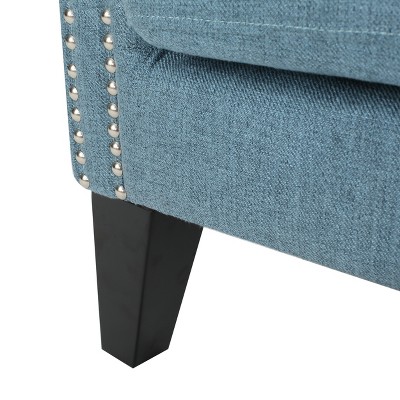 Lainie Blue Tufted Wingback Wood Accent Chair