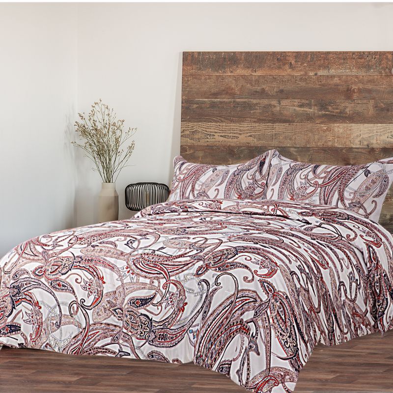 PiccoCasa Soft Lightweight Comforter Sets Luxury Paisley Floral Pattern Duvet with 2 Pillowcases, 3 of 6