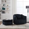 GDFStudio Adam 40.35"W Oversized Velvet Channel Tufted Swivel Chair and Storage Ottoman Sets - 2 of 4