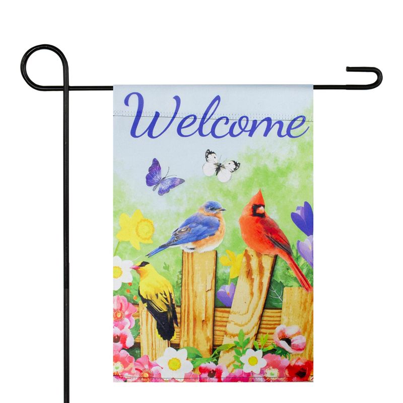 Northlight Welcome Birds on a Fence Outdoor Garden Flag 12.5" x 18", 2 of 5
