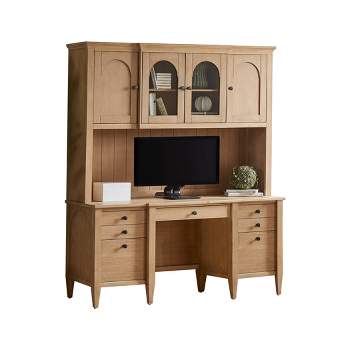 Modern Wood Credenza and Hutch Laurel Collection Light Brown - Martin Furniture