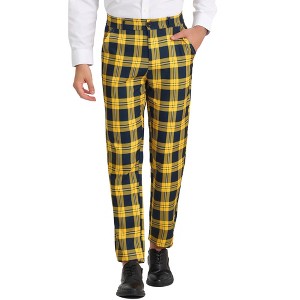 Lars Amadeus Men's Business Plaid Lightweight Regular Fit Flat Front Checked Pants - 1 of 4