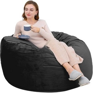 Coucheta 4FT Giant Bean Bag Chair Collection - Round Velvet Beanbags with Foam Filled, for Living Room & Gaming, Multiple Colors - 1 of 4