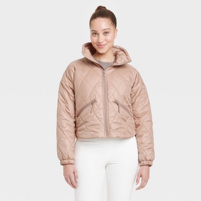 Boys' Solid Quilted Jacket - All In Motion™ Tan XS