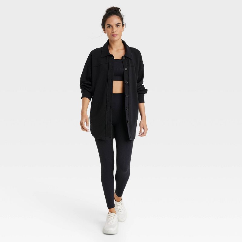 Women's French Terry Button Down Shacket - JoyLab™, 4 of 11
