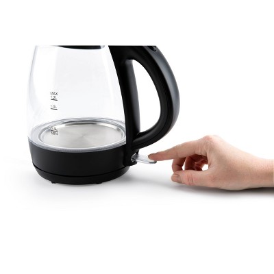 Aroma 1.2L Black Glass Electric Kettle with LED Indicator