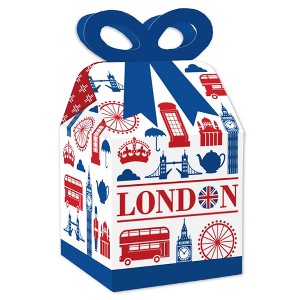 Big Dot of Happiness Cheerio, London - Square Favor Gift Boxes - British UK Party Bow Boxes - Set of 12 - 1 of 4