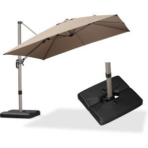 PURPLE LEAF Right-left Tilt Cantilever Umbrella with Base Patio Outdoor Swivel Umbrella with 360-degree Rotation - 1 of 1