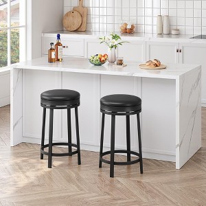 Bar Stools Set of 2/4, 24.4" Counter Height Bar Stools - 360° Smooth Swivel, Metal Frame with Footrest - 1 of 4