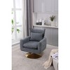 CAVINAS Classic Mid-Century Swivel Accent Chair with Curved Backrest, Upholstered 360-Degree Barrel Chair with Gold Metal Base - 3 of 4