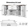 Angel Sar 63'' Farmhouse Buffet Cabinet with Storage, Kitchen Cabinet with Barn Door Design, Metal Handles, 2 Drawers & Adjustable Shelves, White - 3 of 4