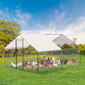 Large Metal Chicken Coop, Walk-in Poultry Chicken Hen cage, Spire Shaped Rabbits Duck Cage for Outdoor Yard Farm Use, 9.8 X 6.5 X 6.5FT - 1 of 4