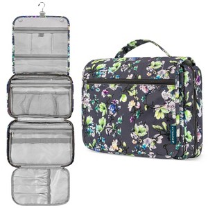 PAVILIA Hanging Toiletry Bag Women Men, Foldable Large Travel Cosmetic Organizer, Water Resistant Makeup Toiletries Essentials Kit - 1 of 4