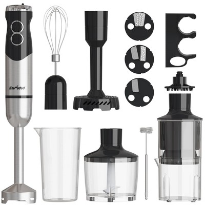 Heynemo Cordless Hand Blender: 1000W 12-Speed Electric Stick Mixer with 10 Accessories, 600ML Chopper, Whisk, Milk Frother for Smoothie, Soup, Black