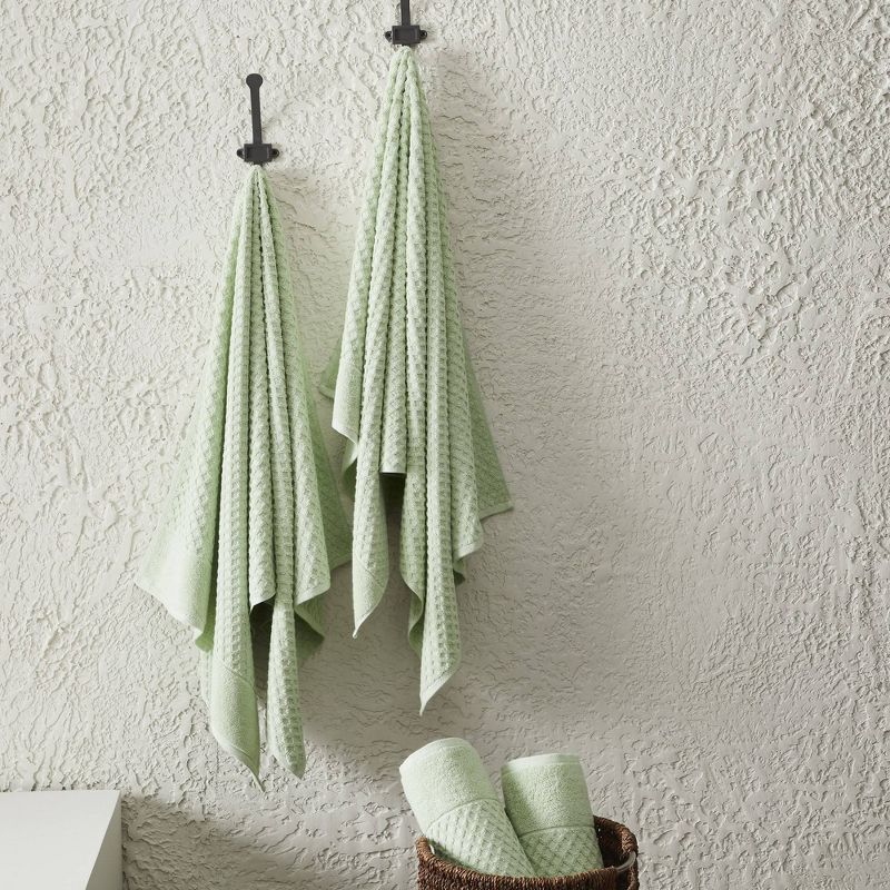 4pc Cotton Diamond Textured Bath Towel Set - Isla Jade, 6 of 11