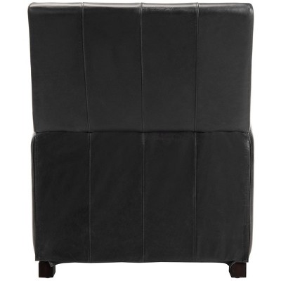 Black Leather Recliner with Wood Legs and Nailhead Trim