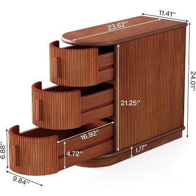 Walnut 3-Drawer Solid Wood Slim End Table