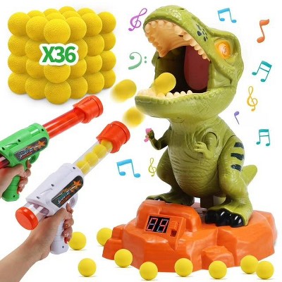 Skirfy Moveable Dinosaur Shooting Game , Shooting Target with 2 Pump Guns, 48 Foam Balls.