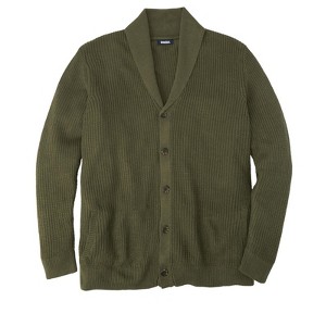 KingSize Men's Big & Tall Shaker Knit Shawl-Collar Cardigan Sweater - 1 of 4